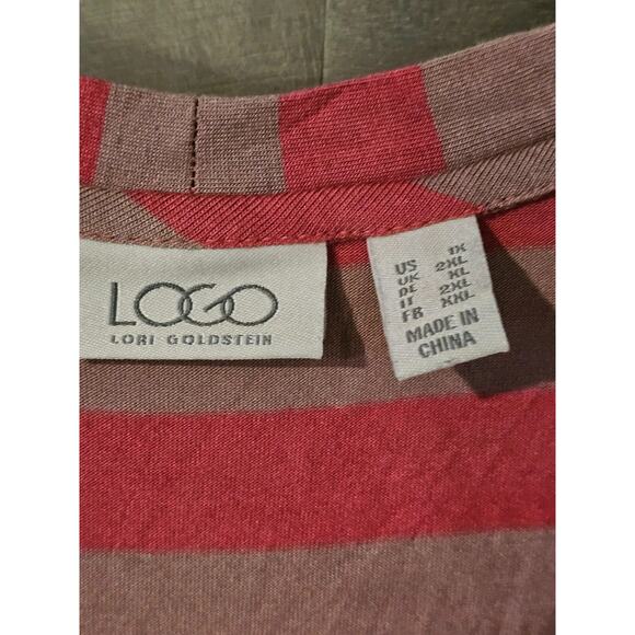 LOGO Lori Goldstein Button Front Striped Vest W/ Asymmetric Hem Sz 2XL Lagenlook - Picture 2 of 4
